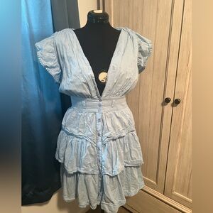 Swiss dot cotton tiered ruffle dress